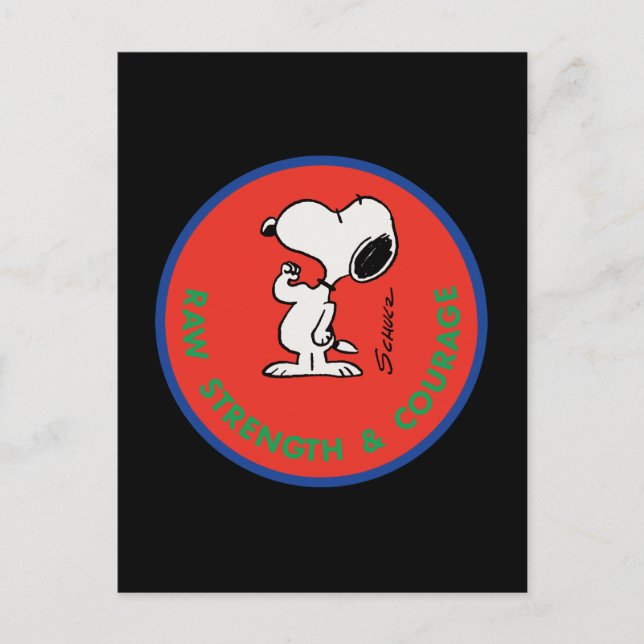 Jordnötter | Snoopy Raw Strength & Courage Badge Vykort (Framsida)