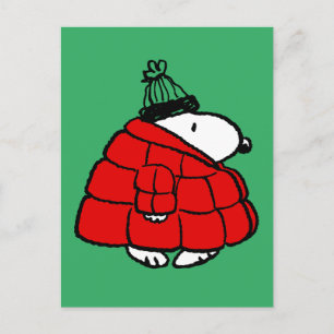 Jordnötter Snoopy Red Puffer Jacka Helg Vykort