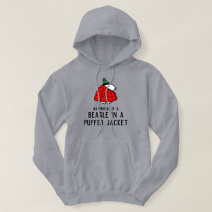 Jordnötter Snoopy Red Puffer Jacka Hoodie