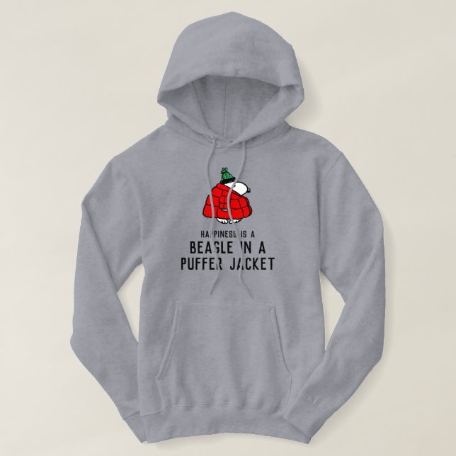 Jordnötter | Snoopy Red Puffer Jacka Hoodie (Design framsida)
