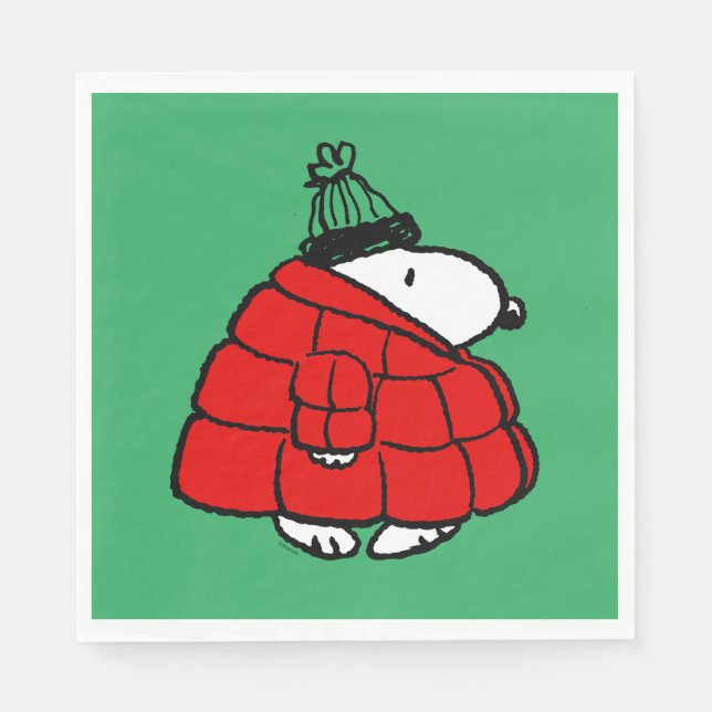 Jordnötter | Snoopy Red Puffer Jacka Pappersservett (Framsidan)