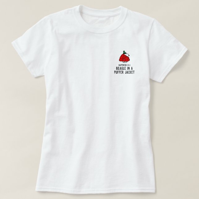 Jordnötter | Snoopy Red Puffer Jacka T Shirt (Design framsida)