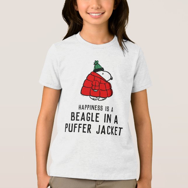Jordnötter | Snoopy Red Puffer Jacka T Shirt (Framsida)