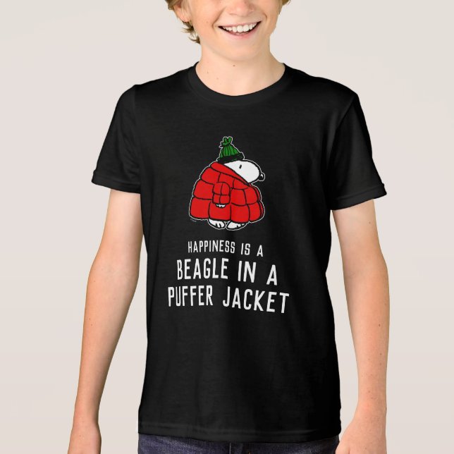 Jordnötter | Snoopy Red Puffer Jacka T Shirt (Framsida)