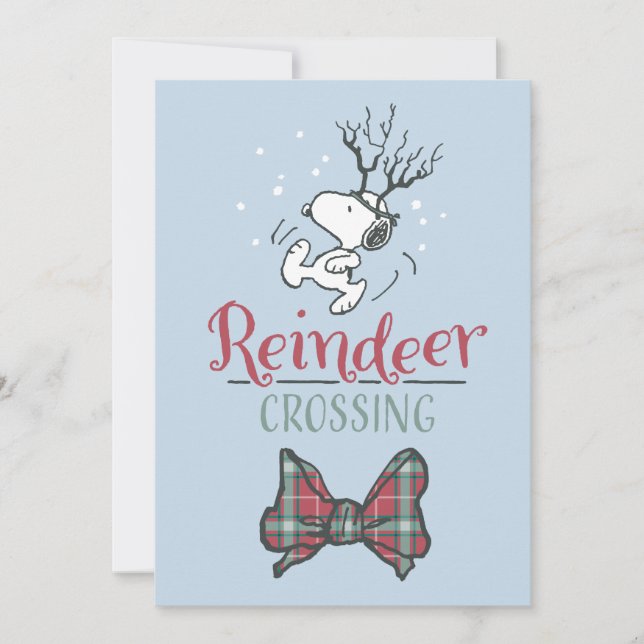 Jordnötter | Snoopy Reindeer Korsande jul Julkort (Framsida)