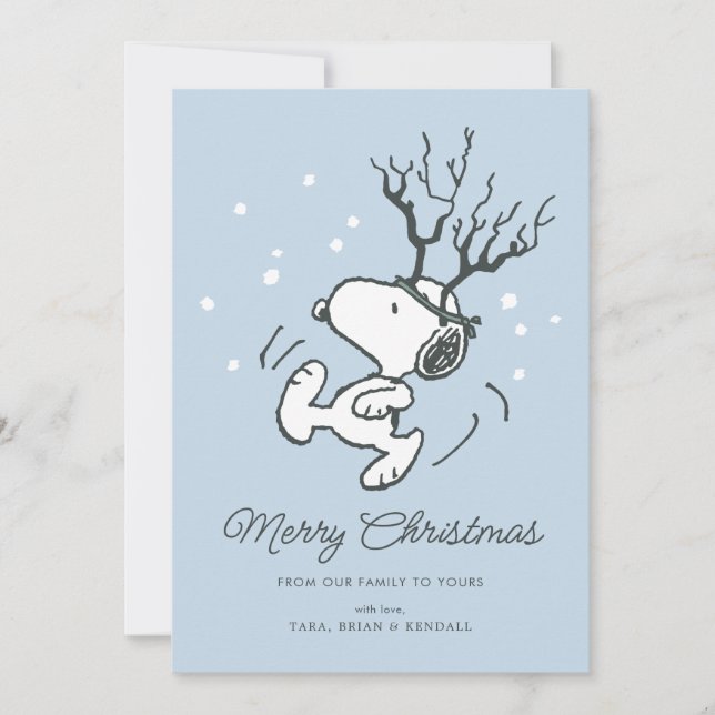 Jordnötter | Snoopy Reindeer Korsande jul Julkort (Framsida)
