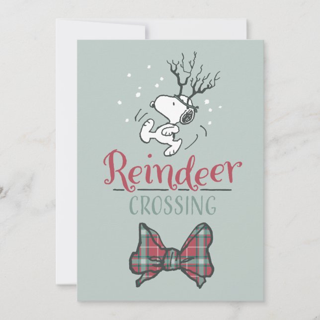 Jordnötter | Snoopy Reindeer Korsande jul Julkort (Framsida)