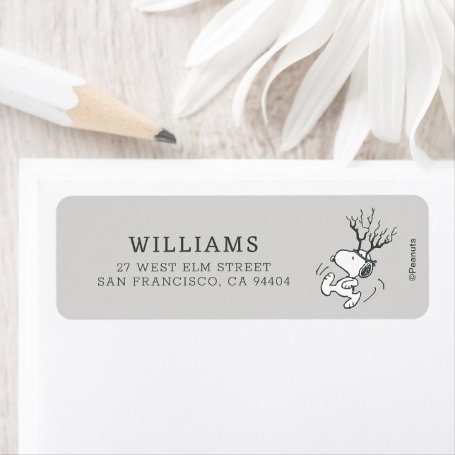 Jordnötter | Snoopy Reindeer Returadress Etikett (Insitu)