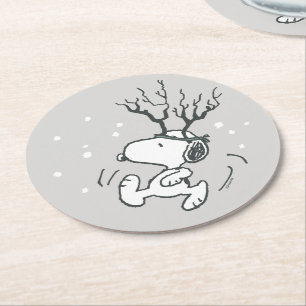 Jordnötter   Snoopy Reindeer Underlägg Papper Rund