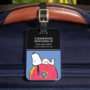 Jordnötter   Snoopy Rosa Donut Bagagebricka
