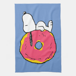 Jordnötter   Snoopy Rosa Donut Kökshandduk