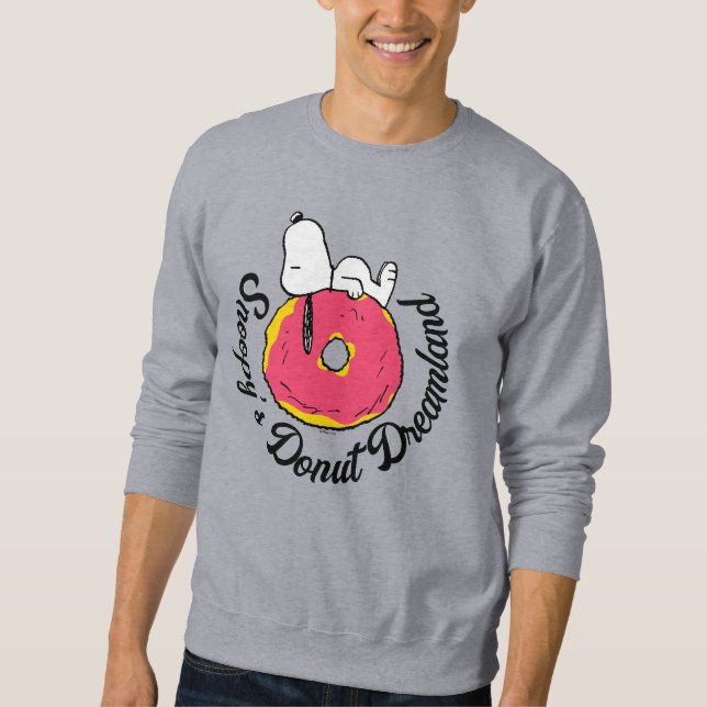 Jordnötter | Snoopy Rosa Donut Lång Ärmad Tröja (Framsida)