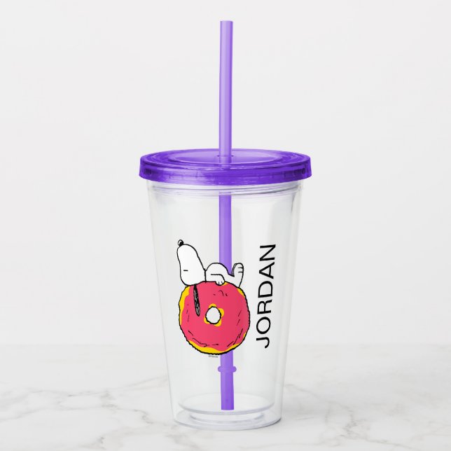 Jordnötter | Snoopy Rosa Donut Take Away Mugg (Framsida)