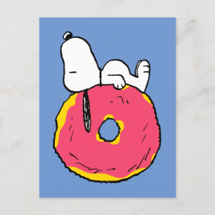Jordnötter   Snoopy Rosa Donut Vykort