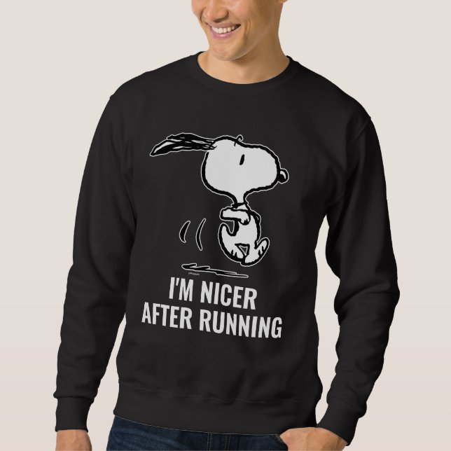 Jordnötter | Snoopy Running Lång Ärmad Tröja (Framsida)