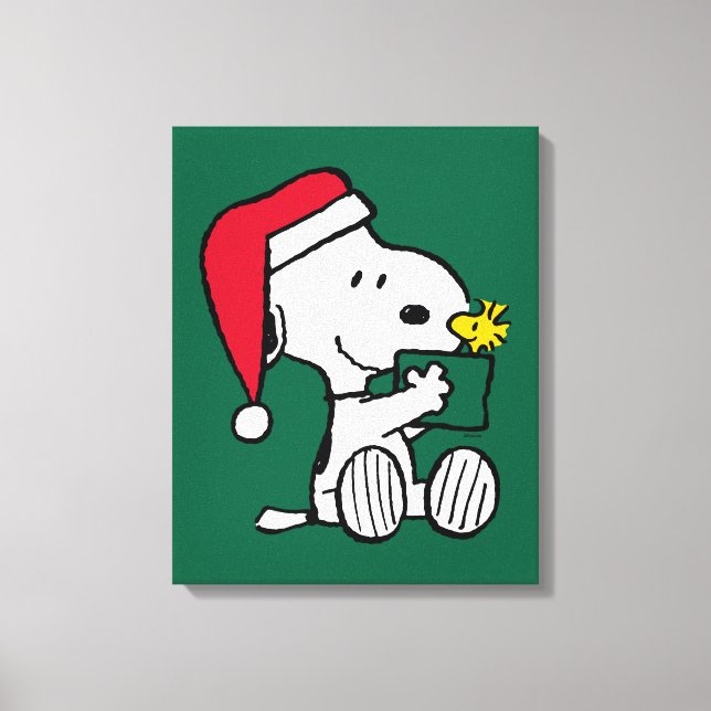Jordnötter | Snoopy Santa & Woodstock Gift Canvastryck (Framsida)
