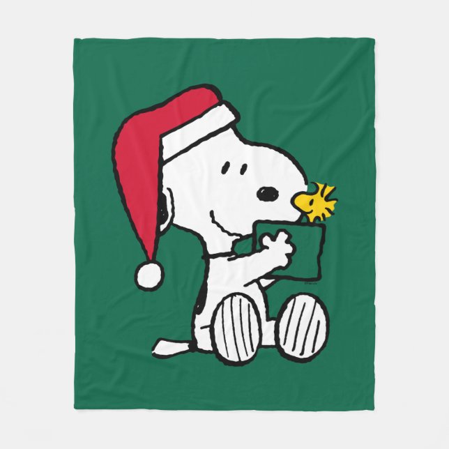 Jordnötter | Snoopy Santa & Woodstock Gift Fleecefilt (Framsidan)