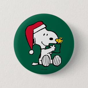 Jordnötter Snoopy Santa & Woodstock Gift Knapp
