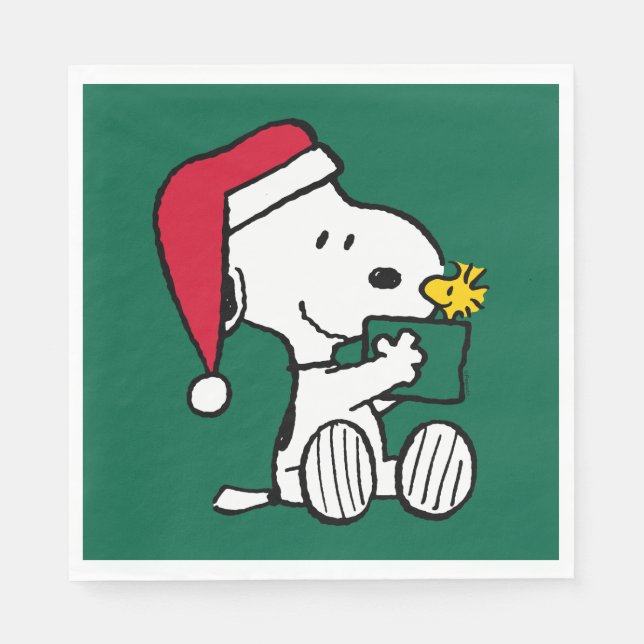 Jordnötter | Snoopy Santa & Woodstock Gift Pappersservett (Framsidan)