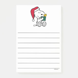 Jordnötter   Snoopy Santa & Woodstock Gift Post-it Block