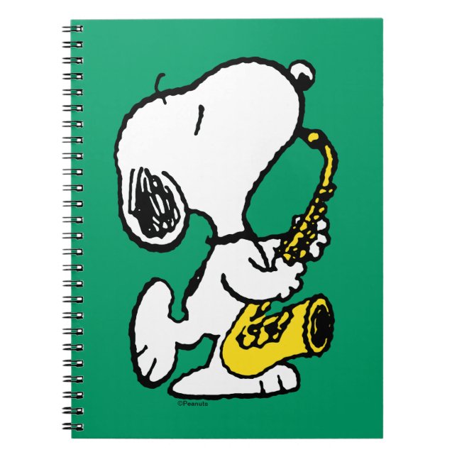 Jordnötter | Snoopy Saxophone Player Anteckningsbok (Framsidan)