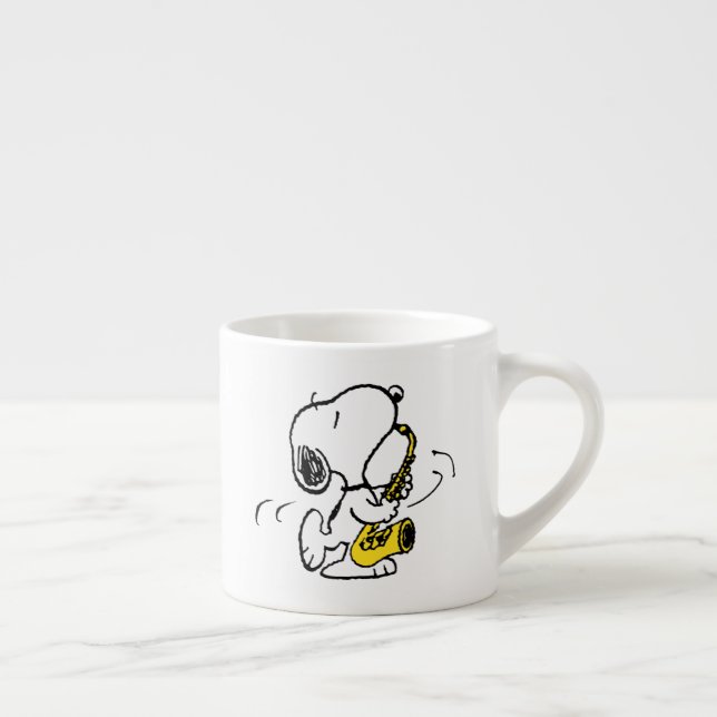 Jordnötter | Snoopy Saxophone Player Espressomugg (Höger)