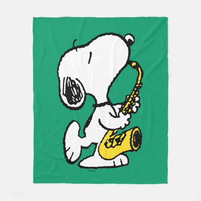 Jordnötter | Snoopy Saxophone Player Fleecefilt (Framsidan)