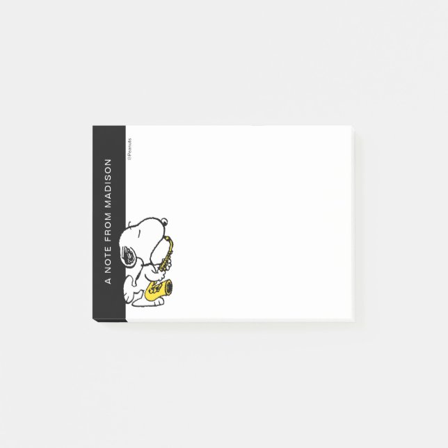 Jordnötter | Snoopy Saxophone Player Post-it Block (Framsida)