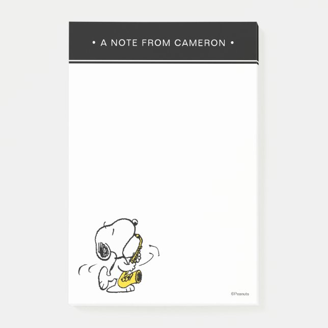 Jordnötter | Snoopy Saxophone Player Post-it Block (Framsida)