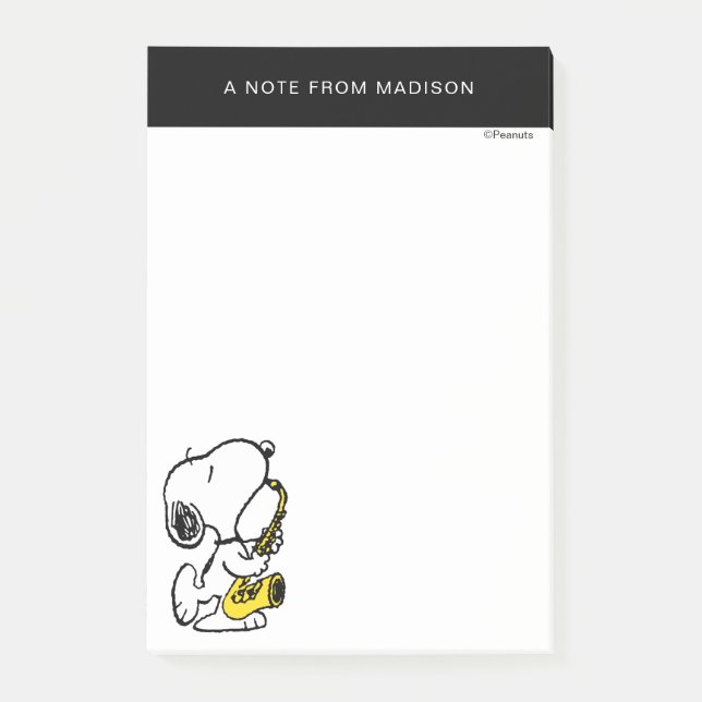 Jordnötter | Snoopy Saxophone Player Post-it Block (Framsida)