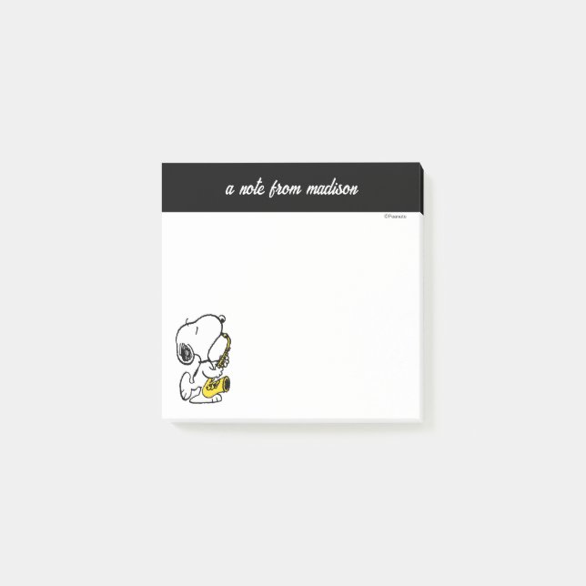 Jordnötter | Snoopy Saxophone Player Post-it Block (Framsida)