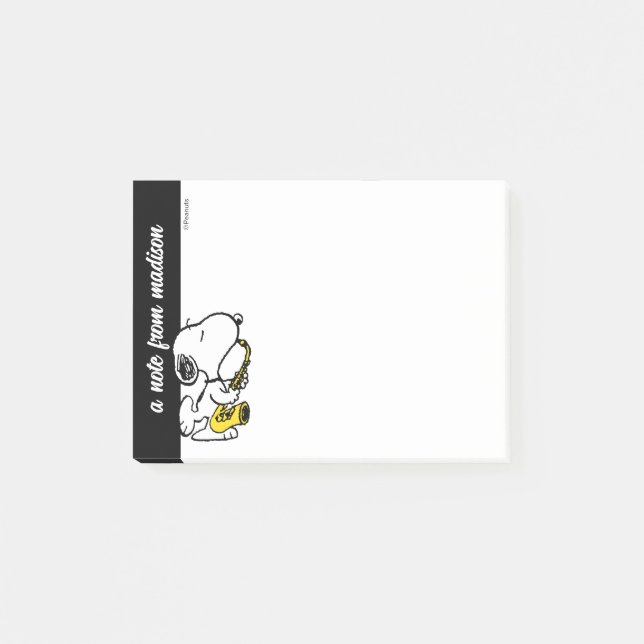 Jordnötter | Snoopy Saxophone Player Post-it Block (Framsida)