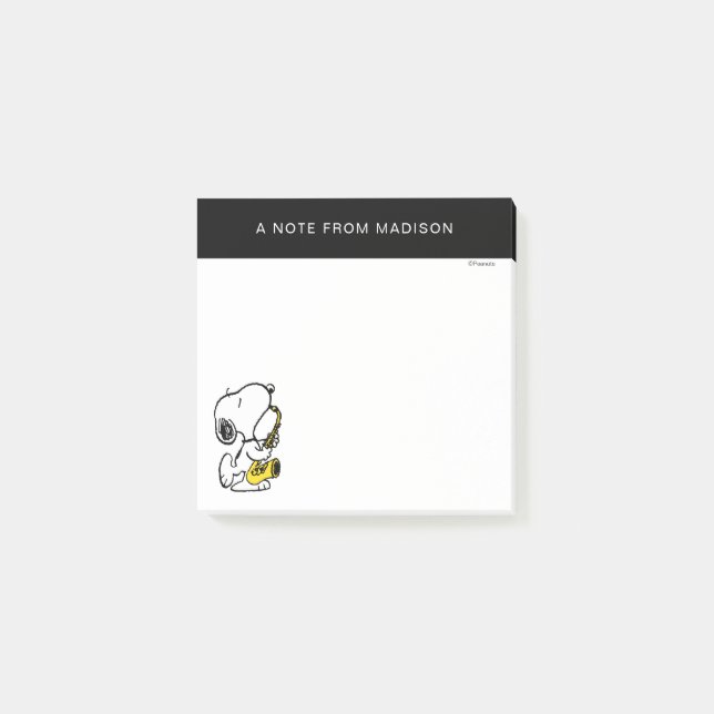 Jordnötter | Snoopy Saxophone Player Post-it Block (Framsida)