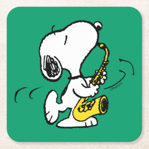 Jordnötter Snoopy Saxophone Player Underlägg Papper Kvadrat