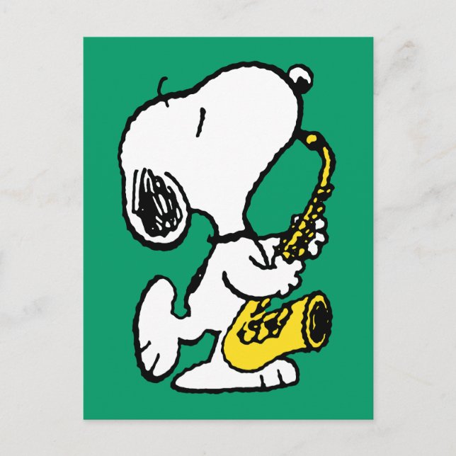 Jordnötter | Snoopy Saxophone Player Vykort (Framsida)