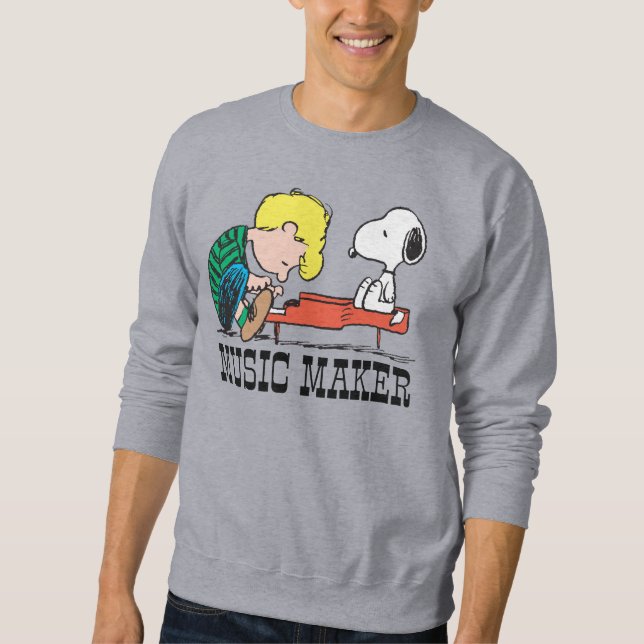 Jordnötter | Snoopy & Schröder vid Piano Lång Ärmad Tröja (Framsida)