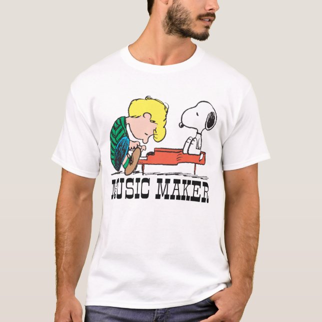 Jordnötter | Snoopy & Schröder vid Piano T Shirt (Framsida)