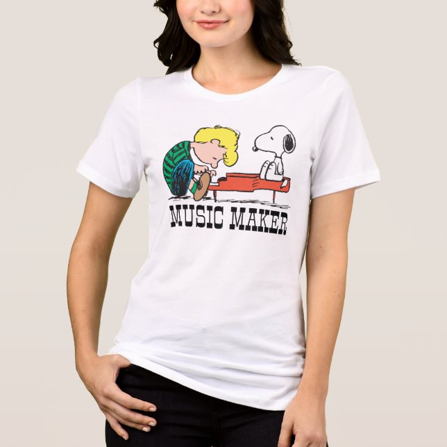 Jordnötter | Snoopy & Schröder vid Piano T Shirt (Framsida)