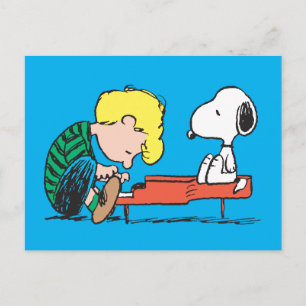 Jordnötter Snoopy & Schröder vid Piano Vykort