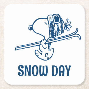 Jordnötter   Snoopy Ski Resa Underlägg Papper Kvadrat