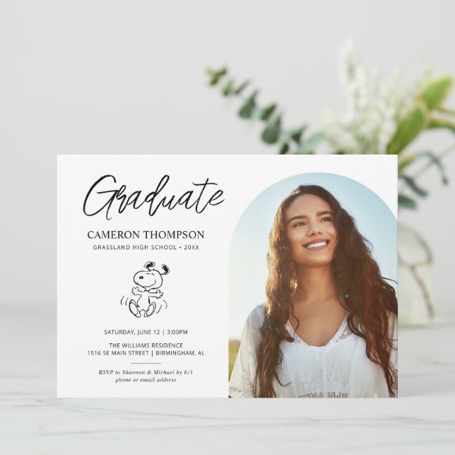 Jordnötter Snoopy | Skolans Studentfest Inbjudningar (Stående Fram)