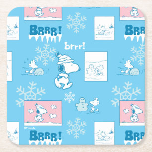 Jordnötter Snoopy Snö Day Mönster Underlägg Papper Kvadrat