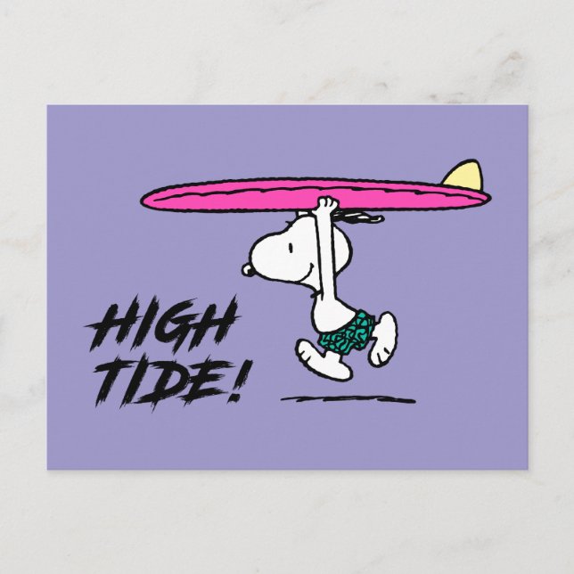 Jordnötter | Snoopy springer till bränningarna Vykort (Framsida)