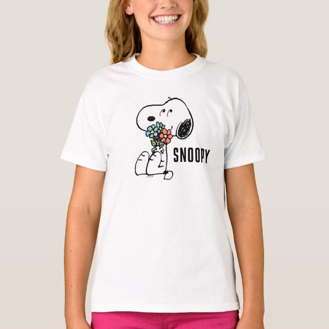 Jordnötter | Snoopy Stop & Smell the Flowers T Shirt (Framsida)