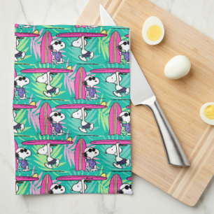 Jordnötter   Snoopy Teal Surfa Mönster Kökshandduk