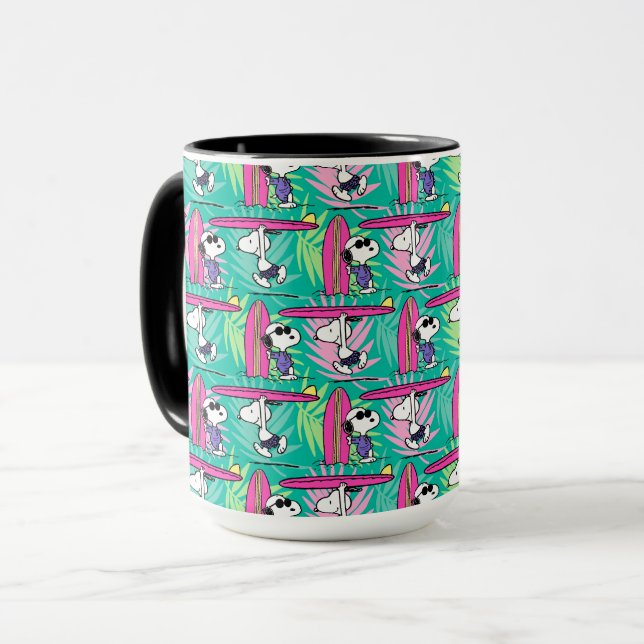 Jordnötter | Snoopy Teal Surfa Mönster Mugg (Framsida vänster)