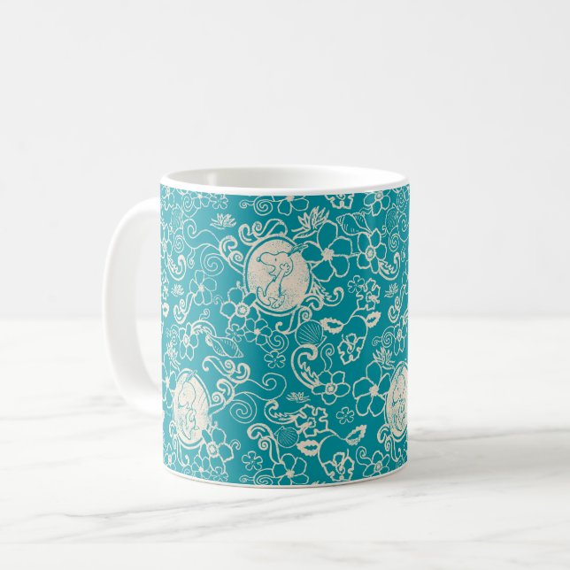 Jordnötter | Snoopy Teal Tropical Beach Mönster Kaffemugg (Framsida vänster)