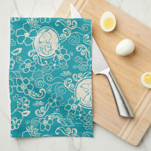 Jordnötter Snoopy Teal Tropical Beach Mönster Kökshandduk