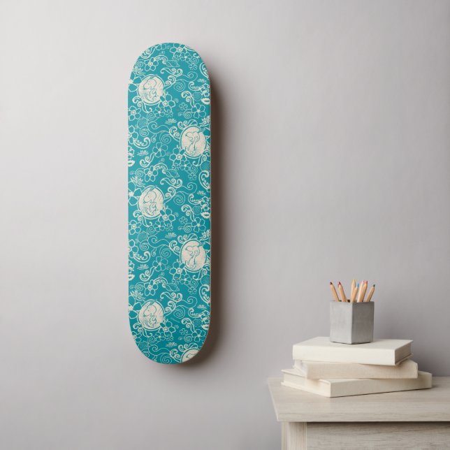 Jordnötter | Snoopy Teal Tropical Beach Mönster Mini Skateboard Bräda 18,5 Cm (Väggkonst)