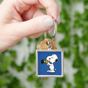 Jordnötter Snoopy Trumpet Player Fyrkantig Silverfärgad Nyckelring